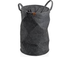 Wasmand met Trekkoord, 33 x 50 cm, Vilt, Rond, Donker Grijs - Kela | Fay