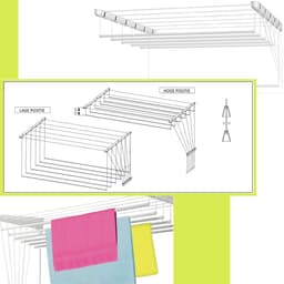 Premier Linens Plafond Droogrek Hangend 6 stangen van 110cm – Droogrek balkon – Wasrek hangend - Ruimtebesparend — thumbnail 5