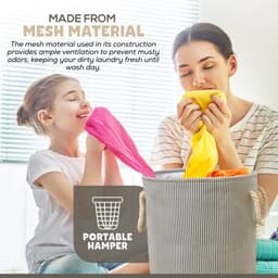 Lexorion - Wasmand - Wasmand Inklapbaar - Opvouwbare Wasmanden - 35 cm x 40 cm – Stijlvolle en Ruimtebesparende Wasmand voor Optimale Wasorganisatie - Engelse Stijl Wasmanden — thumbnail 3