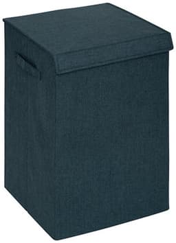 5Five Eureka sorteer wasmand - 2x - 74 liter - smaragd groen - 37 x 37 x 60 cm - MDF/Polyester stof - met afsluitklep — thumbnail 4