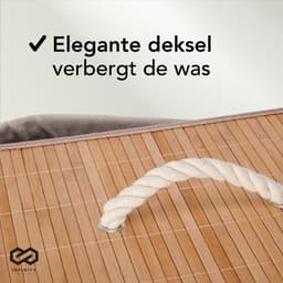 Infinity Goods Bamboe Wasmand met Deksel - Wassorteerder - Wasbare katoenen waszak - Handvatten - 72 Liter - Natuurlijk Bruin — thumbnail 4