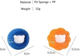 10 stuks Magische Haarverwijderingsspons - Haarabsorberende Spons voor de Was - Vlekverwijdering en Anti-Klitten Wasbal - Haarfilter - 6,5*6,5*5 cm - Voor Haarverwijdering in de Wasmachine - Oranje, Blauw — thumbnail 5