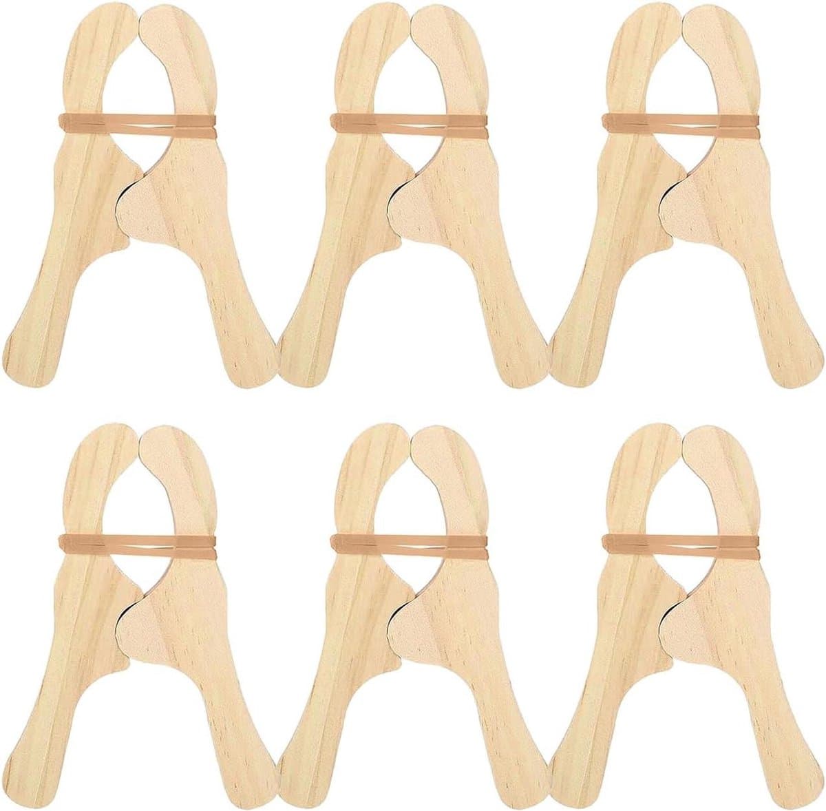 Wasknijpers Hout - Klemmen - Was Drogen - Robuust Ontwerp - 6 Stuks - Natuurlijk — afbeelding 1