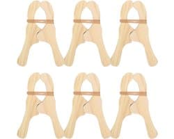 Wasknijpers Hout - Klemmen - Was Drogen - Robuust Ontwerp - 6 Stuks - Natuurlijk