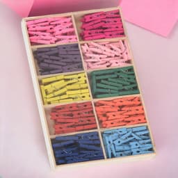 Cosensi - Dailygoods - Dailygoody - Mini-wasknijpers - Perfect voor knutselen - Meerkleurig - Decoratie - Geschenkverpakking - 200 stuks - Houten knijpers — thumbnail 2