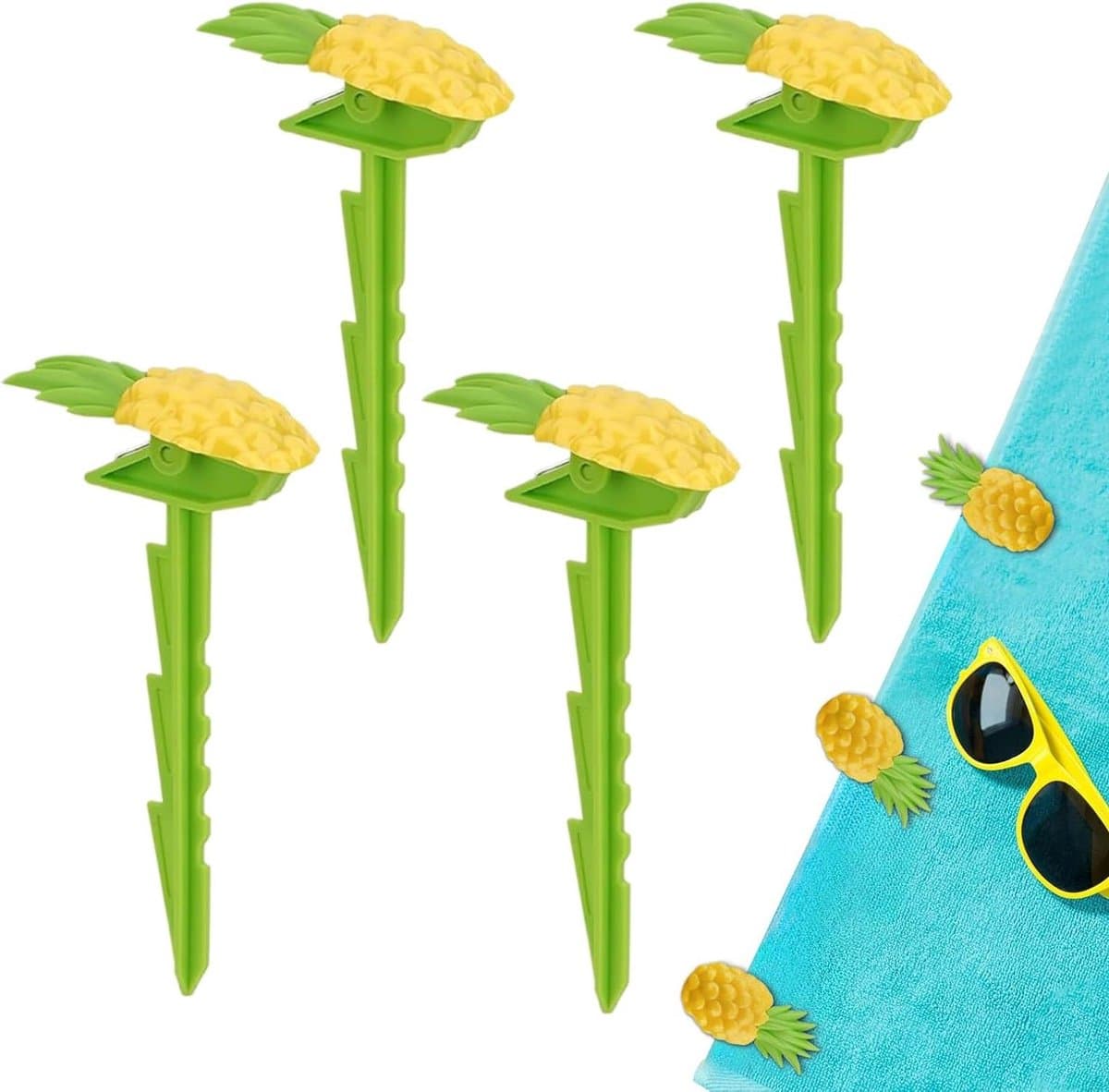 Strandstoel Handdoekclips - Strandlaken Knijpers - Buiten Zitten - Winddicht Ontwerp - 4 Stuks - Ananas — afbeelding 1