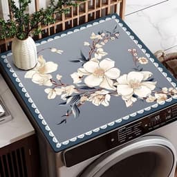 Wasmachine Droger Mat - Apparaat Beschermer - Apparaten Beschermen - Absorberend Sneldrogend - 50 x 50 cm - Blauw Beige — thumbnail 2