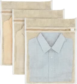 3 Stuks Katoenen Waszakken, Duurzame Mesh Tas met Rits voor Ondergoed, Kleding en Sokken (40x30cm) — thumbnail 1