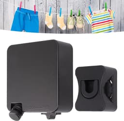 Intrekbare Waslijn - Uittrekbare Waslijn Wandmontage - Kleding Drogen Binnen - Zelftrekkend Systeem - 6 Meter - Zwart — thumbnail 5
