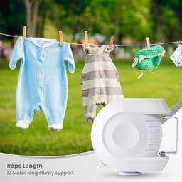 Uittrekbare Waslijn - Dubbele Waslijn - Kleding Drogen - Licht en Compact - 60 voet - Wit — thumbnail 3