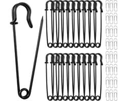 Grote Veiligheidsspelden - Extra Grote Spelden - Kleding Repareren - Met Veiligheidssluiting - 10 cm - Zwart