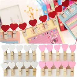 Houten Hart Clips - Mini Wasknijpers - Foto's Ophangen - Duurzaam Hout - 35 cm - Rose — thumbnail 3