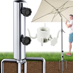 Robuuste Parasol Stand met XL Diameter, Verstelbare Grondanker en 4 Haringen voor Stabiliteit en Gebruiksgemak — thumbnail 1
