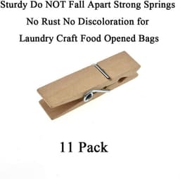Houten Kledingspelden - Wasknijpers - Kleding Drogen - Extra Breed Vallen Niet Uit - 11 Stuks 28 Inch - Houtkleur — thumbnail 2