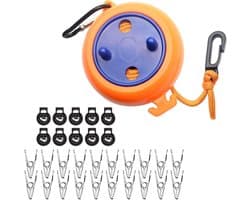 Camping Waslijn - Reis Waslijn - Kleding Drogen - Intrekbaar Touw - 8 Meter - Lijn met Clips