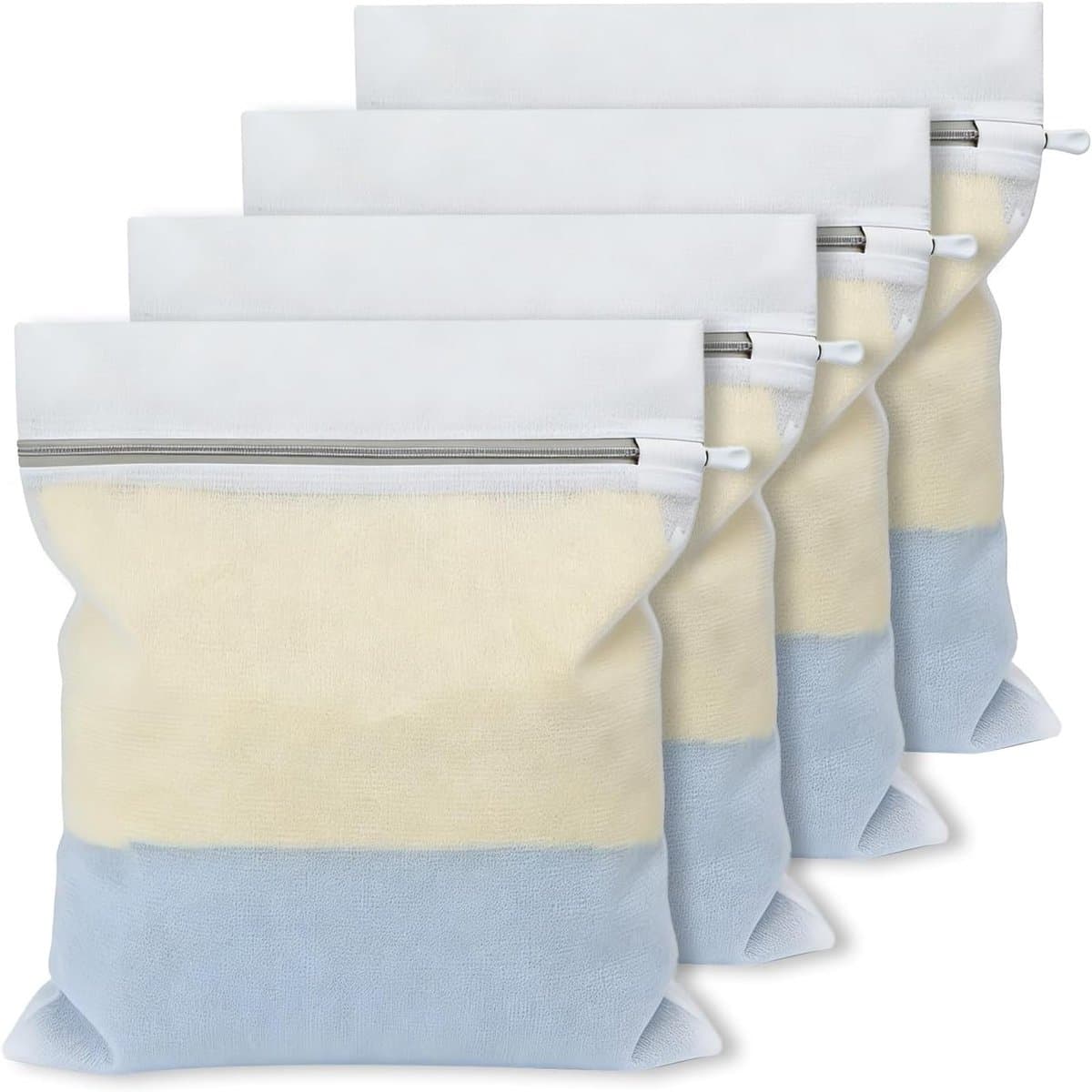 Set van 4 Wasnetten voor de Wasmachine met Verborgen Ritsen, Duurzaam en Sterk, Waszak voor Kleding, Ondergoed en Babykleding (40 x 50 cm) — afbeelding 1