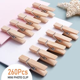 Mini Kledingpinnen - Kleine Houten Pinnen - Foto's Ophangen - Natuurlijk Hout Materiaal - 230 Stuks - Natuurlijk — thumbnail 3
