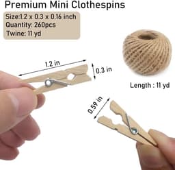 Mini Kledingpinnen - Kleine Houten Pinnen - Foto's Ophangen - Natuurlijk Hout Materiaal - 230 Stuks - Natuurlijk — thumbnail 5