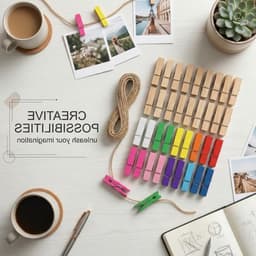 40 stuks kleine houten knijpers met draad voor het ophangen van foto's, tickets en bruiloftdecoraties in stijl — thumbnail 5