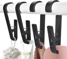 Wasknijpers met Haken - Kleding Clips - Kleding Drogen - Winddicht Ontwerp - 4 Stuks - Zwart — thumbnail 1