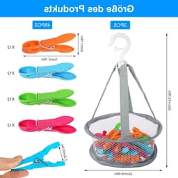 50 Stuks Kledingknijpers met Opbergmand, Winddichte Plastic Klemmen voor Waslijnen en Hangers — thumbnail 5
