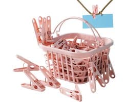 Wasknijpers - Kledingklemmen - Kleding Drogen - Winddicht Ontwerp - 30 Stuks - Roze