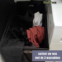 SolVva Wasmand 3 vakken - 160L – Wassorteerder met 3 vakken - Inclusief 3 Waszakken + Schoenenwaszak – Was Sorteren – Zwart — thumbnail 4