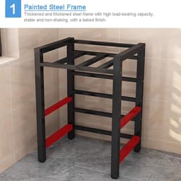 Waskast Boven Machine - Opbergrek - Ruimte Besparen - Verstelbare Hoogtes - 75 x 65 x 105 cm - Zwart Rood — thumbnail 5