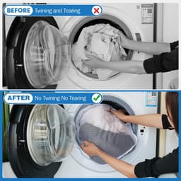 2-stuks Waszak van mesh - Trekkoordtas - Opbergtas van mesh - kledingtas met trekkoord - Verdikte mesh tas - Waszak - Opbergtas - anti-klit en anti-vervorming - 70*50 cm - Voor kleding, ondergoed, lakens, enz. - Wit — thumbnail 4