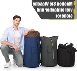 Grote Gele Waterdichte Rechthoekige Waszak van 115 Liter met 2 Verstelbare Schouderbanden, Vouwbare Opbergzak voor Kleding en Reisaccessoires — thumbnail 3