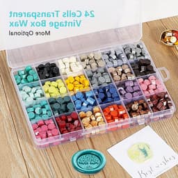 635 Stuks 24 Kleuren Lijmwas Set met Octagonale Wasbolletjes en Levensboom Stempel voor Brieven en Uitnodigingen — thumbnail 2