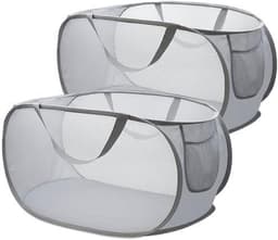 Tweedelige, opvouwbare wasmand met handvat Geschikt voor gemakkelijk transport, Geschikt voor badkamer, kamperen en reizen; zwart/grijs. — thumbnail 1