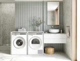 Wasmachinekast - Badkamerkast Opbouw - Ruimte Organiseren - Modulaire Constructie - 130 cm Breed - Mat Wit — thumbnail 2
