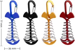 12 stuks - Verlengde, veerbelaste grondpinnen - Verstelbare grondpinnen- Draagbare, windbestendige grondankers - Tentgrondpinnen - Goud, zwart, blauw, rood - 77*36 mm - Met karabijnhaak - Geschikt voor campingterrassen,buitenluifels — thumbnail 5