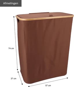 KROMS Wasmand 3 vakken - Bruin - 160L - Extra groot model - Inclusief NL & ENG Labels – Wassorteerder bamboe - Laundry basket - Wasmand met deksel - Opvouwbaar — thumbnail 3