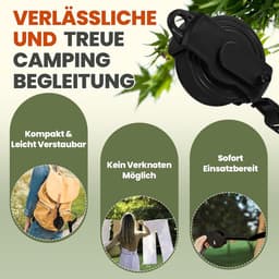 Kledinglijn Intrekbaar - Waslijn Buiten - Drogen van Wasgoed - Gatvrij Bevestigen - 3.6 Meter - Zwart — thumbnail 2