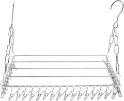 Cosensi- Wasdroogrek Roestvrij staal - Opvouwbaar Kledingdroogrek - 36 Clips - Winddicht Hanger - Voor Handdoeken/Lingerie - 40cm Lengte - Kledinghanger — thumbnail 1