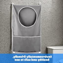 2-delige Handige Hangende Waszakken - Ruimtebesparend en Waterdicht - Grote Capaciteit voor Vuile Kleding - Ideaal voor Thuis en Op Reis (50 x 77 cm, Grijs) — thumbnail 2