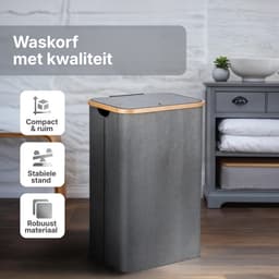 KAD® Wasmand 2 Vakken - Wasmand - Wassorteerder - Grijs - 40cm x 33cm x 70cm — thumbnail 3