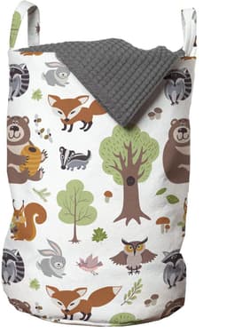 Allecto - Waszak - Opbergen en Transporteren - Duurzaam Polyester - Groen Meerkleurig - Bosdieren - Voor Huis en Reis — thumbnail 1