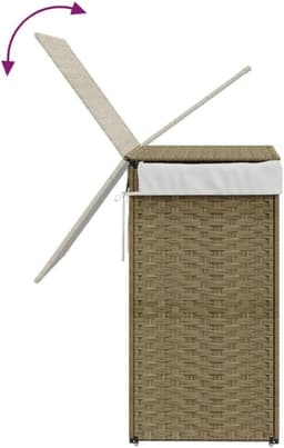 Wasmand Bamboe - Rotan Mand - Kleding Opbergen - Opvouwbaar Design - 60 cm Hoog - Beige Wit — thumbnail 5