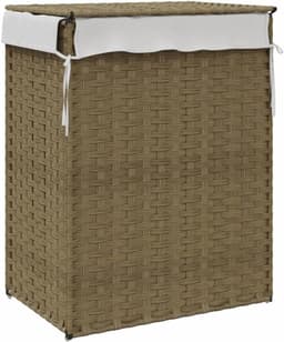 Wasmand Bamboe - Rotan Mand - Kleding Opbergen - Opvouwbaar Design - 60 cm Hoog - Beige Wit — thumbnail 2