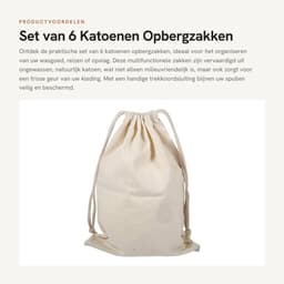 Dailygoods- Waszak Groot - Waszakken voor Wasgoed - Opbergtas - Opbergbak - Opbergzakken Kleding - Milieuvriendelijk Katoen - 30 x 40 cm - Opbergzak — thumbnail 1