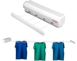 Intrekbare Waslijn - Telescopisch Droogrek - Kleding Drogen - Automatisch Oprolbaar - 4 Touwen - Zwart