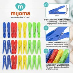 Dailygoods- Wasknijpers Set van 32 - Kunststof - Antislip Klemmen - Brede Greep - Weerbestendig - Geschikt voor Binnen/Buiten - Wasknijper — thumbnail 4