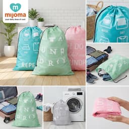 Dailygoods- Waszak Set van 4 - Opvouwbaar en Lichtgewicht - Waszakken met Spreuken - 50 x 70 cm - Polyester - Stijlvol en Functioneel - Wasmand — thumbnail 3