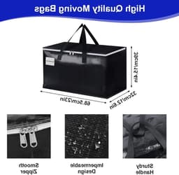 Grote waszakken met rits en labels - 105L stevige opbergzakken voor kleding, reizen en verhuizing (2 stuks) — thumbnail 5