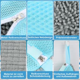 Dailygoody - Schoenwaszak - Herbruikbare waszakken - Groot met ritssluiting - Grijs + Blauw - Wasmachine en droger - Perfect voor schoenen — thumbnail 2