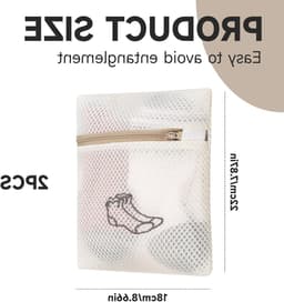 Wasmachine waszakken set van 2, mesh netzakken voor delicate kleding, ondergoed, sokken en beddengoed, 18 x 20 + 40 x 50 cm — thumbnail 4