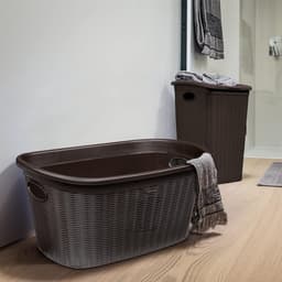 Wasmand - Kledingmand - Vuile Was - Kunststof Materiaal - 38x58x28 cm - Moka — thumbnail 2